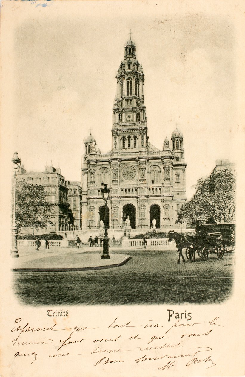 Postcard/Church of the Holy Trinity/Paris/Seine/Ile de France/France by Augustus Kollner