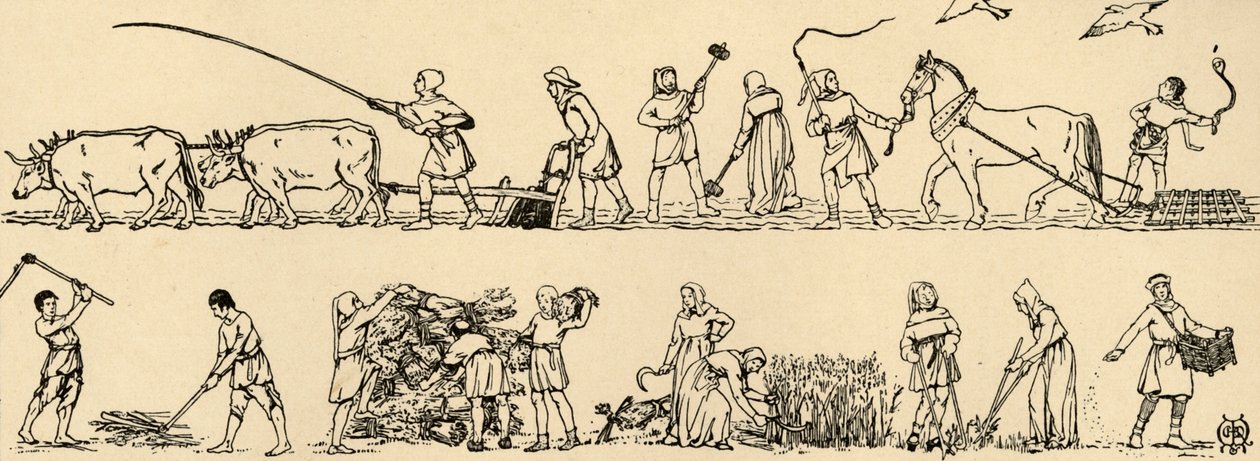 Agriculture in the time of Edward III From the Luttrell Psalter, 1931 by Charles Henry Bourne Quennell