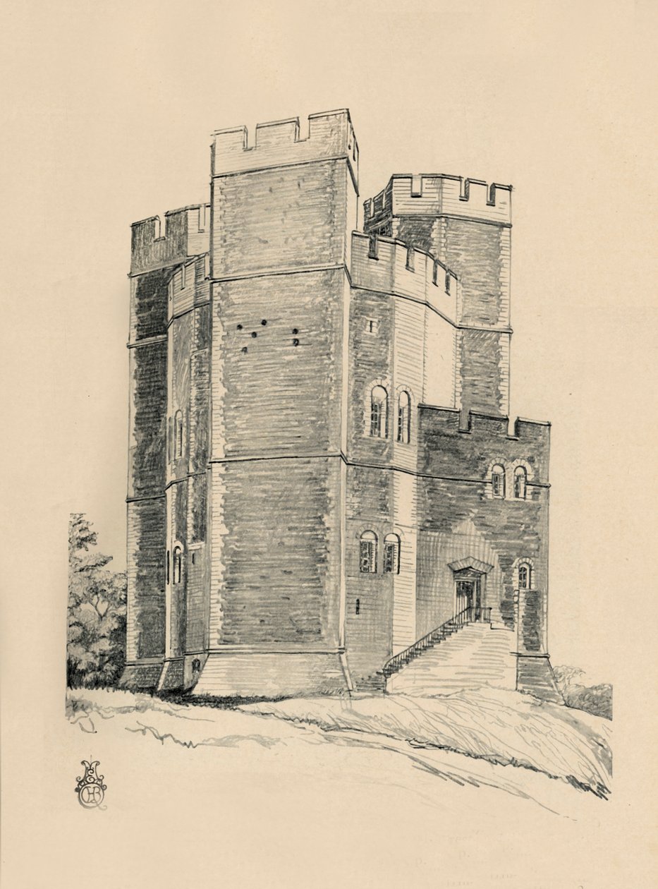 Exterior of Orford Castle, Suffolk (Battlements restored) by Charles Henry Bourne Quennell