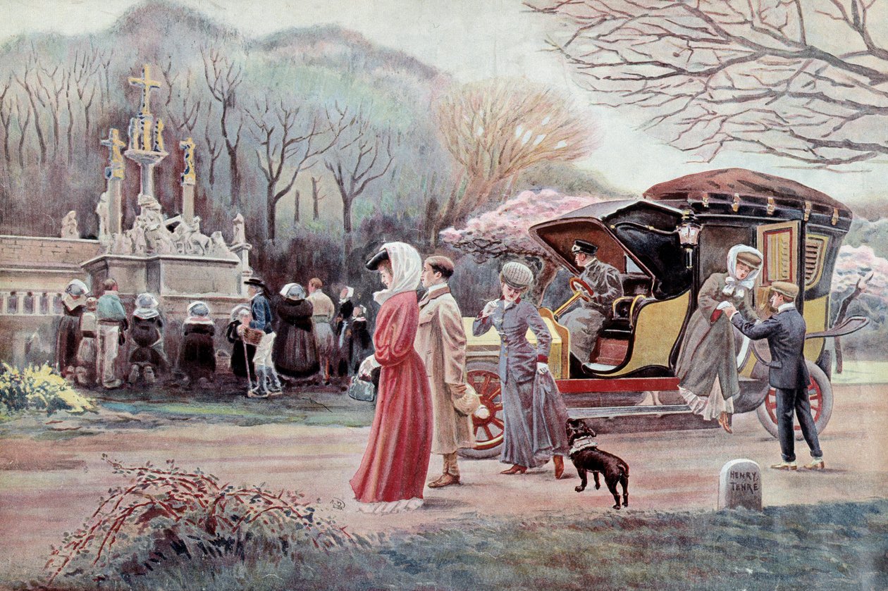 Pilgrimage in Breton Calvary - Prints from the beginning of the 20th century by Charles Henri Terre (1864 - 1926) by Charles Henry Tenre
