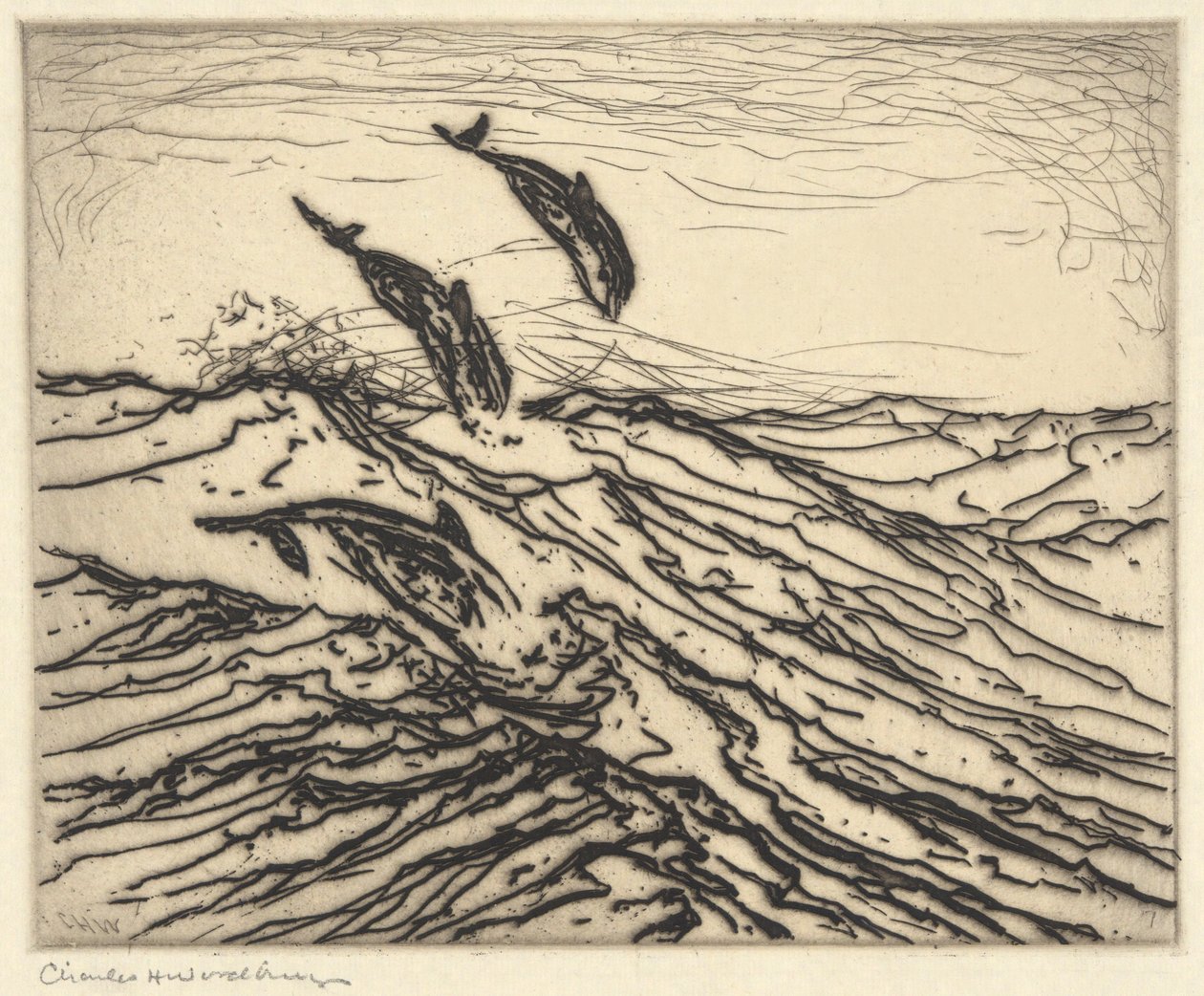 Porpoises by Charles Herbert Woodbury