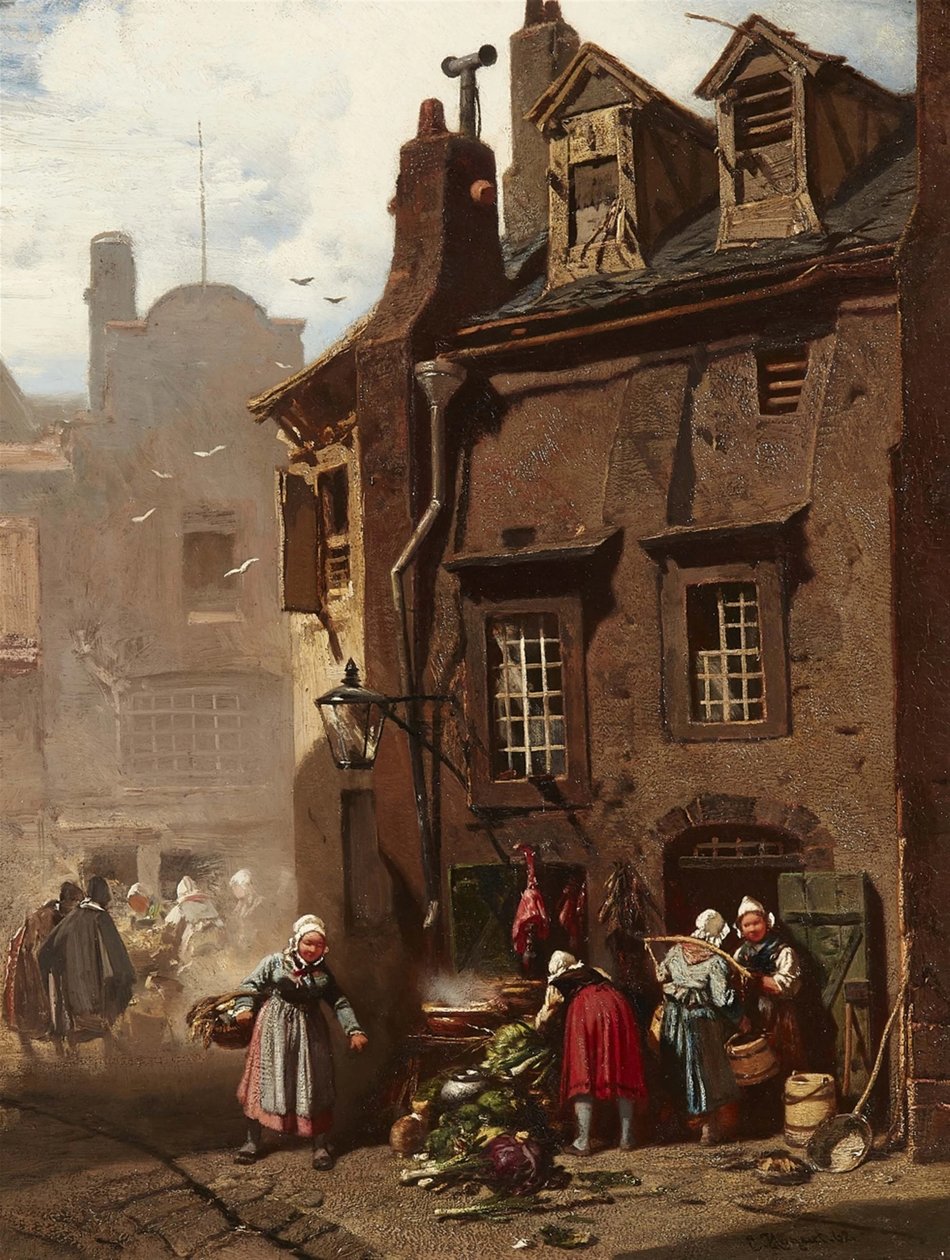 Market Day in a Medieval Town by Charles Hoguet