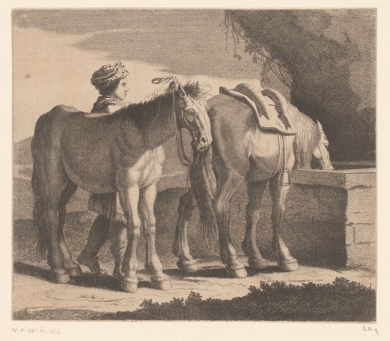Drinking Horses by Charles II Errard (attributed to)