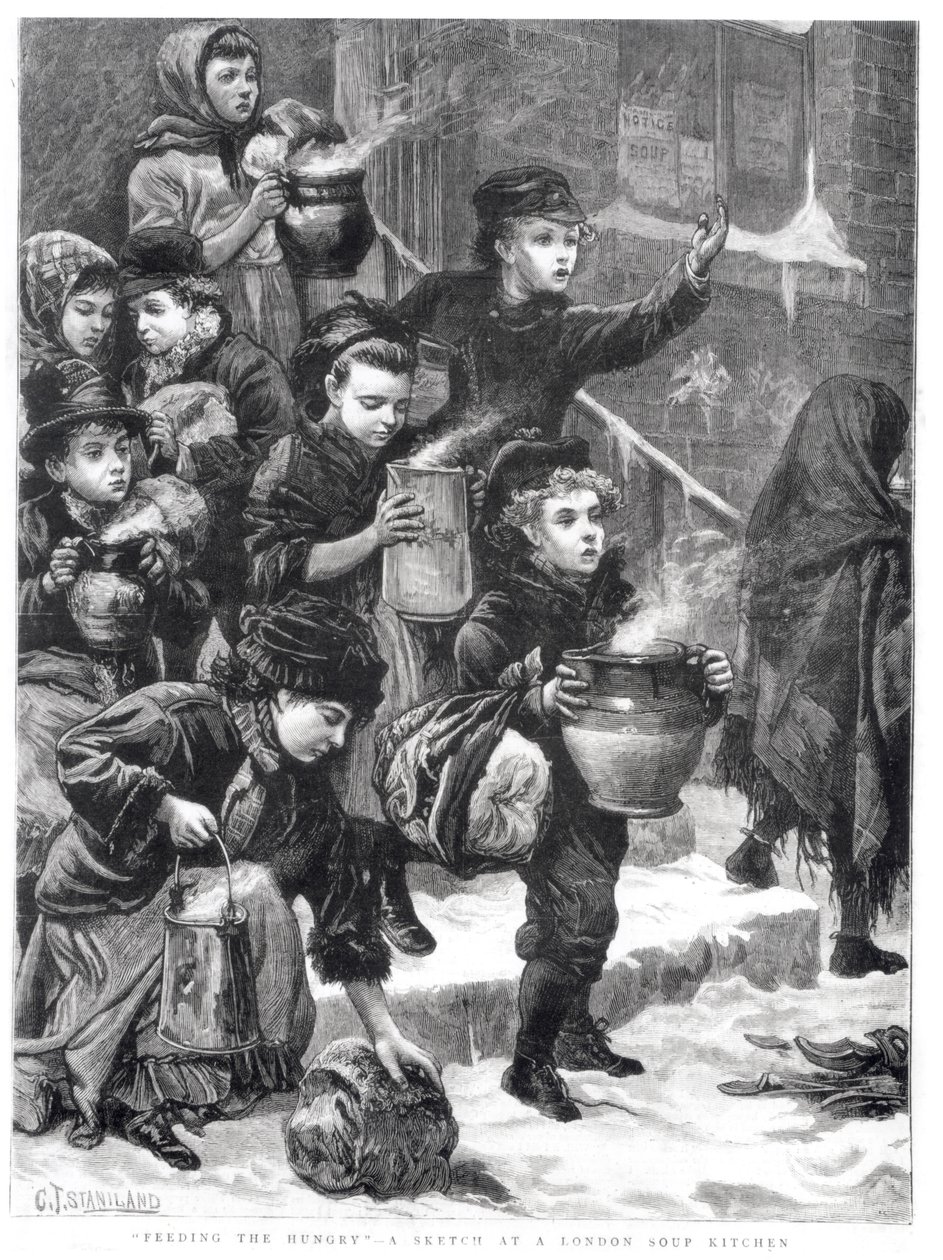 Feeding the Hungry, A London Soup Kitchen, 1880 by Charles J. Staniland