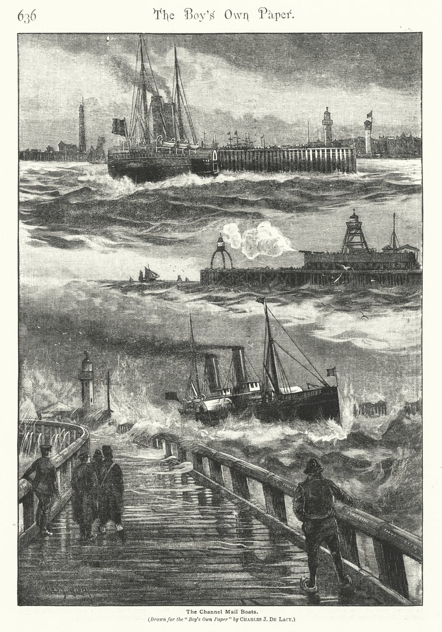 The Channel Mail Boats by Charles John de (after) Lacy
