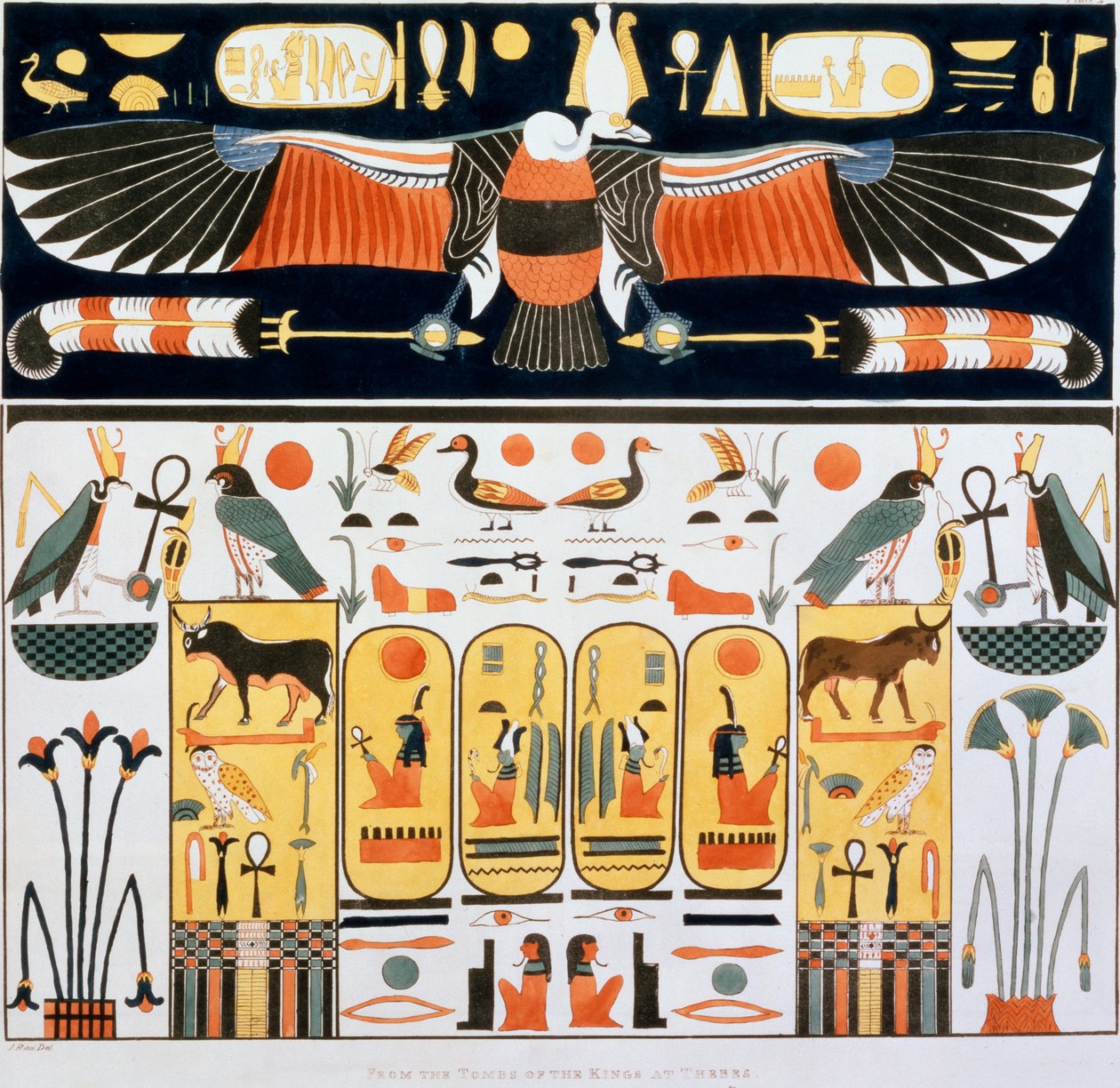 Mural from the Tombs of the Kings of Thebes, Discovered by G Belzoni by Charles Joseph Hullmandel