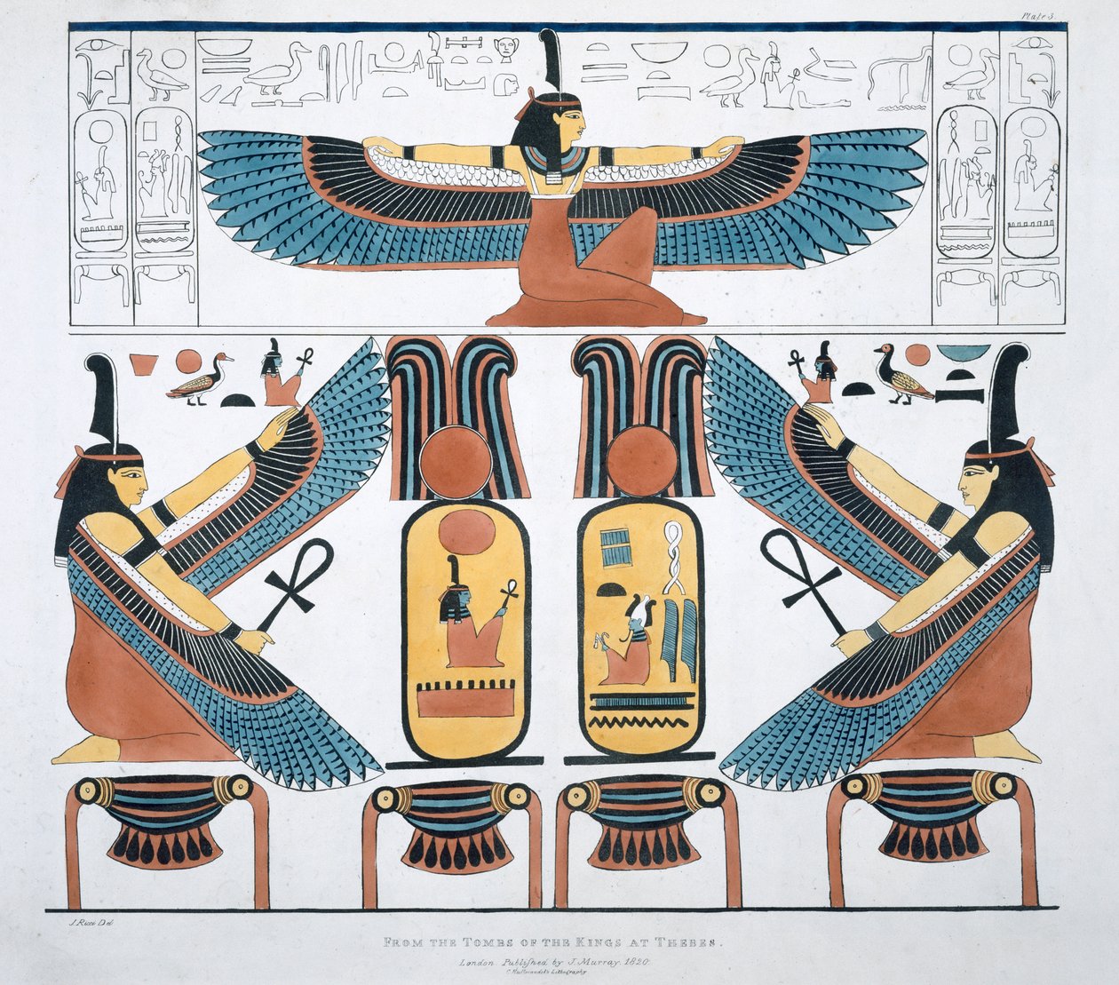 Murals from the Tombs of the Kings at Thebes, discovered by G Belzoni, 1820-1822 by Charles Joseph Hullmandel