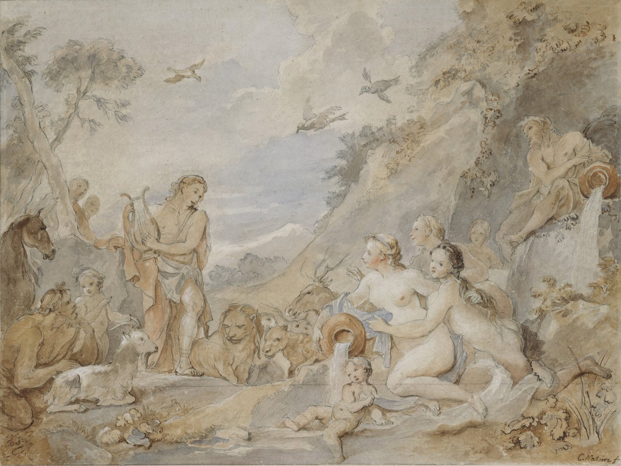 Orpheus Charming the Nymphs, Dryads, and Animals, 1757 by Charles Joseph Natoire