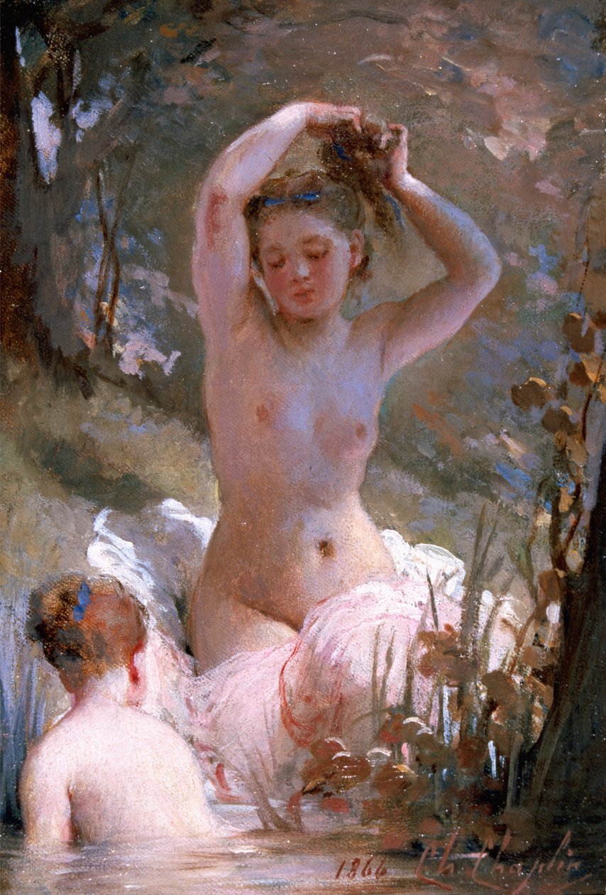 Two Girls Bathing by Charles Joshua Chaplin