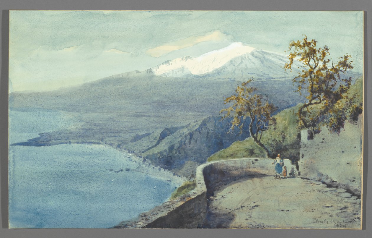 View of Mount Etna from Taormina, Sicily, 1925 by Charles King Wood
