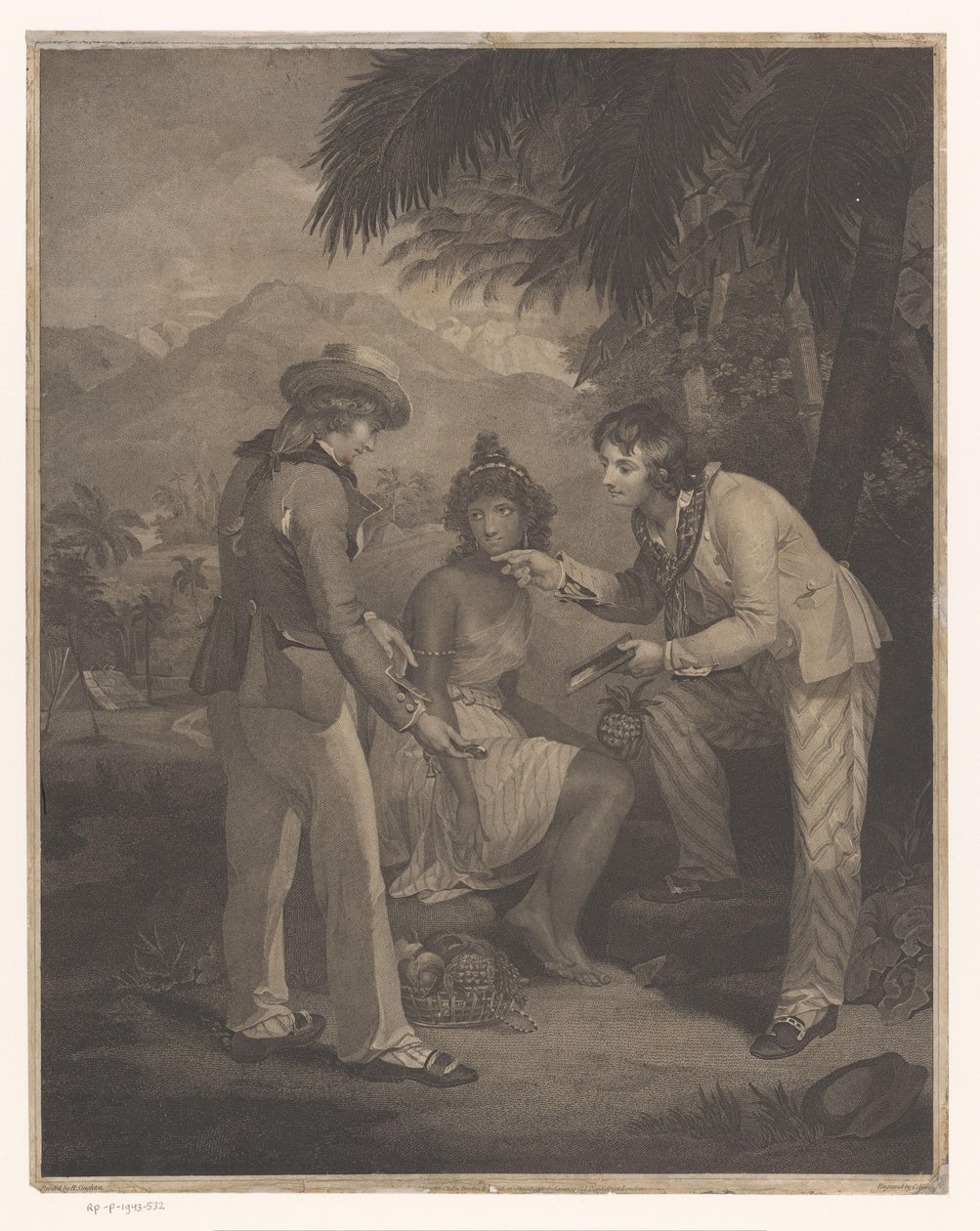 Two British Sailors Offering a Watch and Mirror for the Fruit of an Indian Woman by Charles Knight