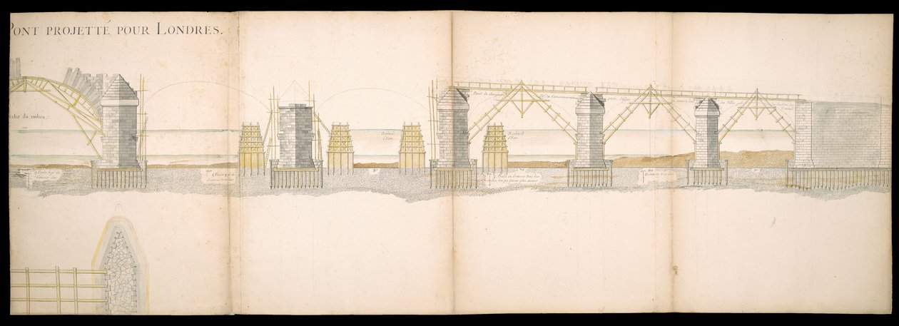 Designs of the Projected Bridge on the River Thames in London by Charles Labelye