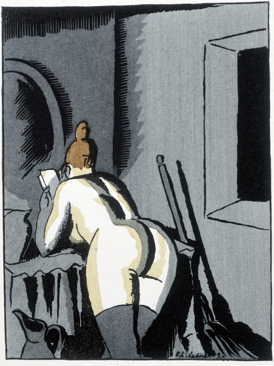 Naked Woman, Back, Reading - in 
