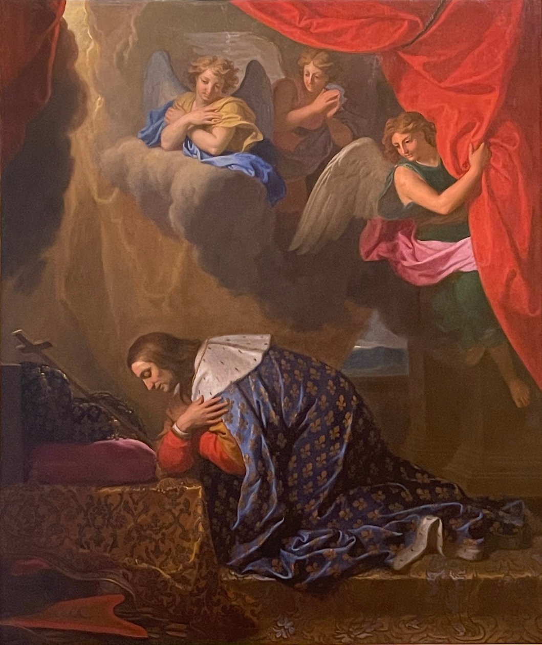 Saint Louis in Prayer, Venerating the Crown of Thorns by Charles Le Brun