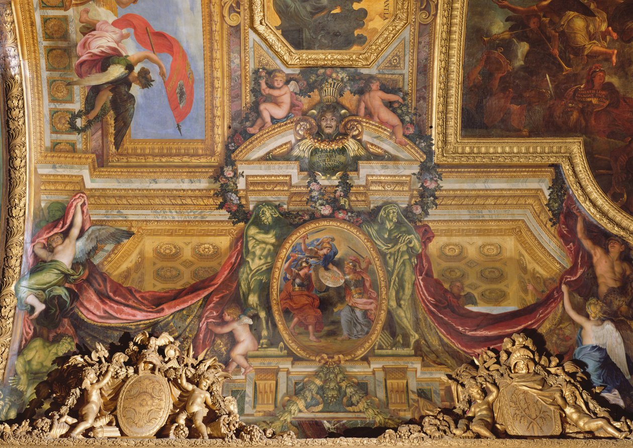Holland Helping Against the Bishop of Munster, Ceiling Painting from the Galerie des Glaces by Charles Le Brun