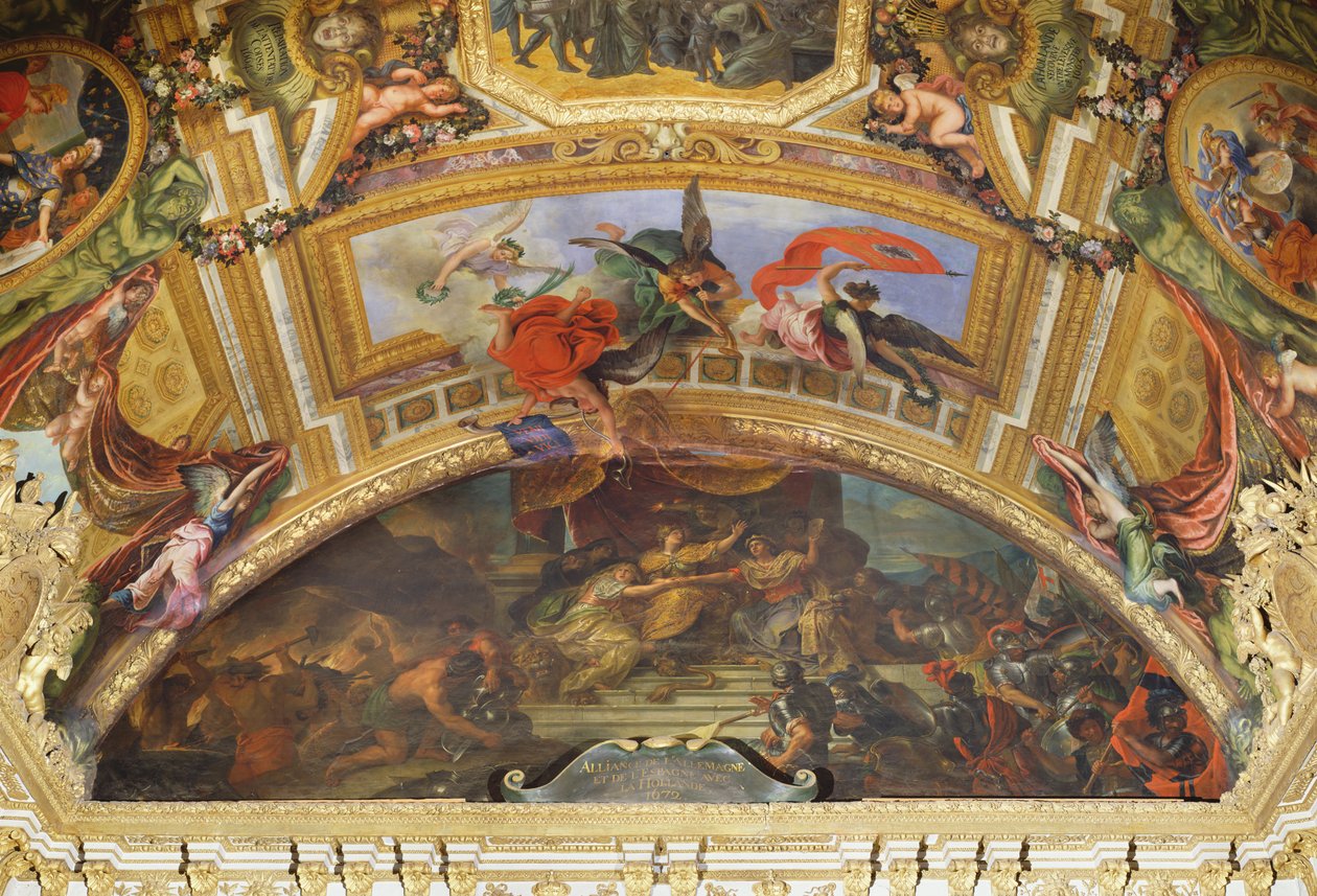 The Alliance of Germany and Spain with Holland, 1672, Ceiling Painting from the Galerie des Glaces by Charles Le Brun
