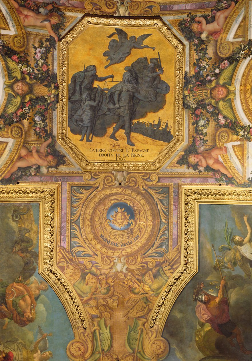 War for the Rights of the Queen in 1667, Ceiling Painting from the Galerie des Glaces by Charles Le Brun