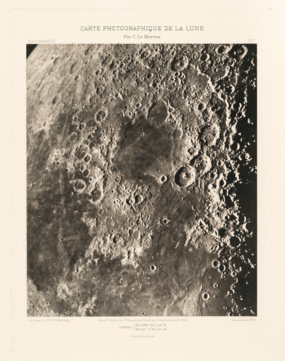 Photographic Chart of the Moon, plate II, March 15 by Charles le Morvan