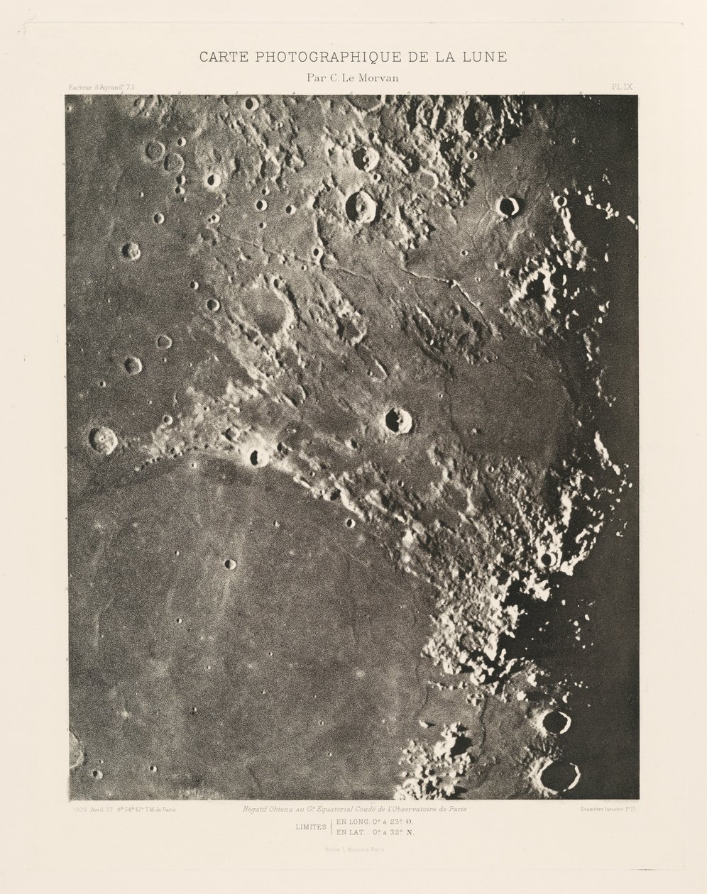 Photographic Chart of the Moon, plate IX, April 27 by Charles le Morvan