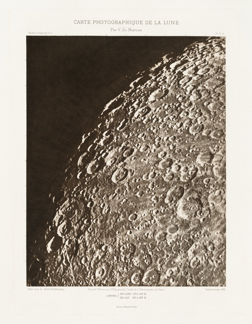 Photographic Chart of the Moon, plate V.A, August 13 by Charles le Morvan
