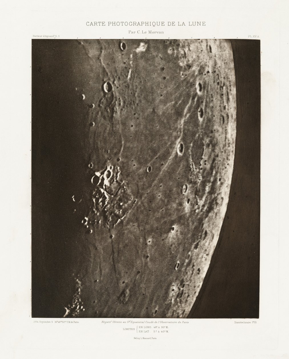 Photographic Chart of the Moon, plate XV.A, September 5 by Charles le Morvan