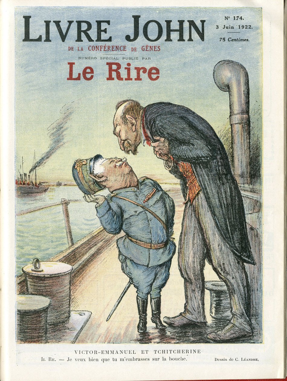 Illustration of Charles Leandre for the Cover of Le Rire, 03/06/22 - Italy, USSR - Victor Emmanuel 1st, Gueorgui Titcherine by Charles Leandre