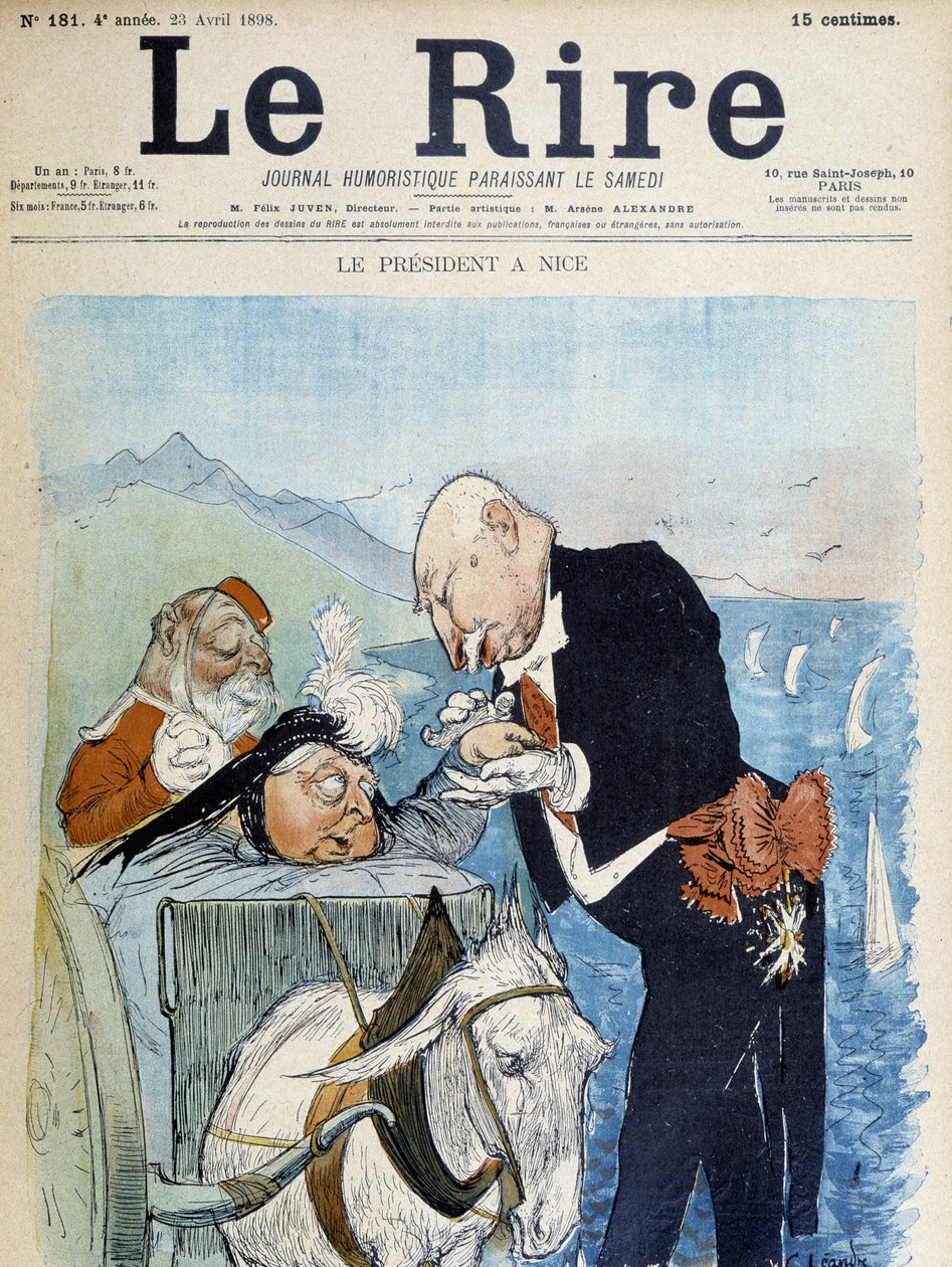 Victoria and Félix Faure in Nice - by Léandre, in “Le Rire” from 23/04/1898 by Charles Leandre