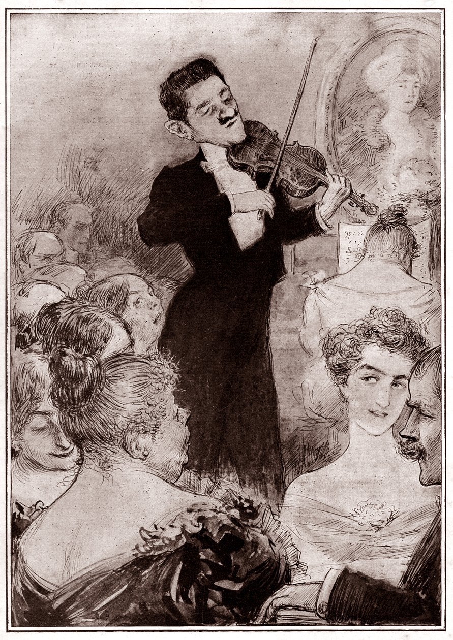 Violinist playing at a social meeting by Charles Leandre