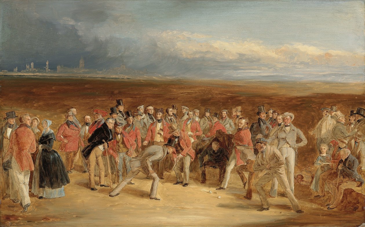 The Finished Sketch for The Golfers: A Grand Match Played on the St. Andrews Links by Sir David Baird, Bt. and Sir Ralph Anstruther, Bt. of Balcaskie, Against Major Playfair and John Campbell, Esq., of Glensaddell by Charles Lees