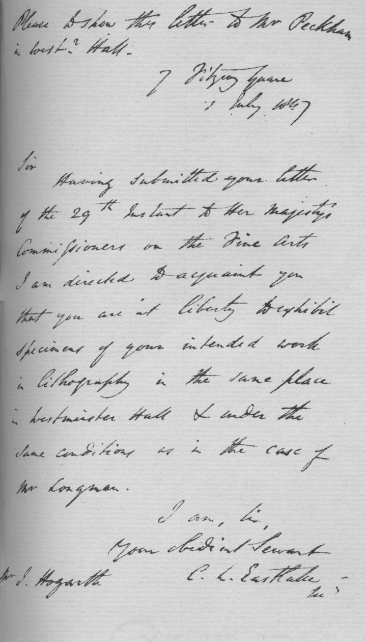 A letter from Charles Lock Eastlake by Charles Lock Eastlake
