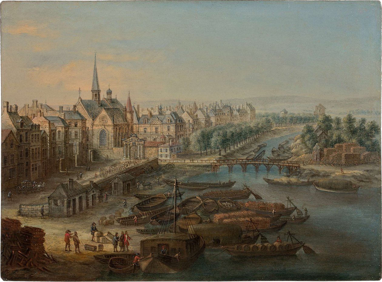 View of the Arsenal, the Port Saint Paul and the Quai des Célestins in Paris by Charles Léopold van Grevenbroeck
