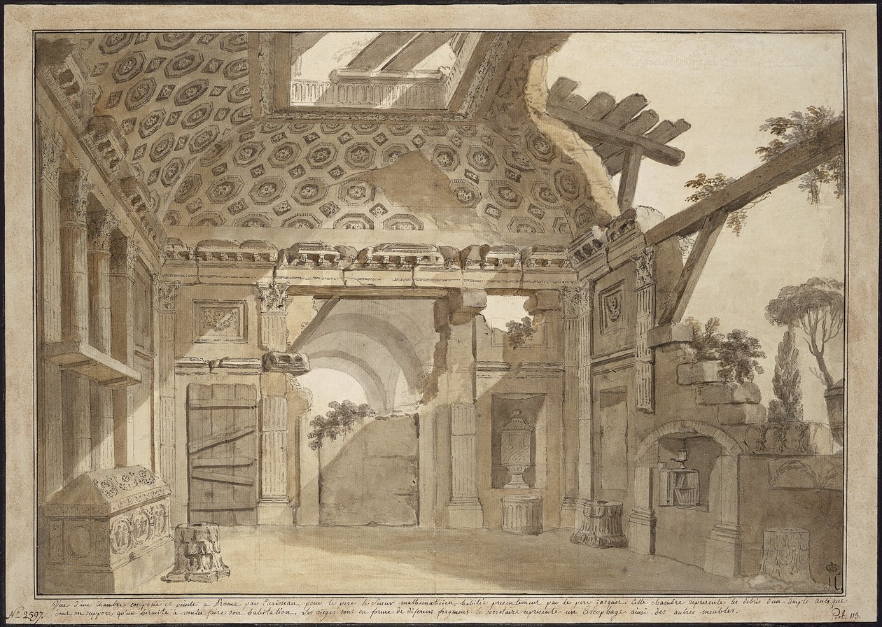 Design for the paintings in the cell of Father Lesueur in the Monastery of Santissima Trinita dei Monti in Rome by Charles Louis Clerisseau