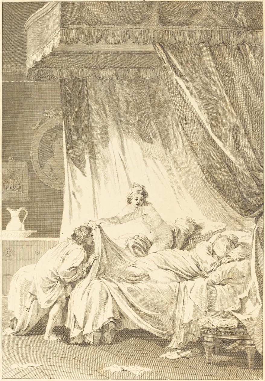 Joconde: The Bed by Charles Louis Lingée after Jean Honoré Fragonard