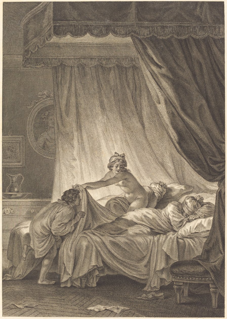 Mona Lisa: The Bed by Charles Louis Lingée after Jean Honoré Fragonard