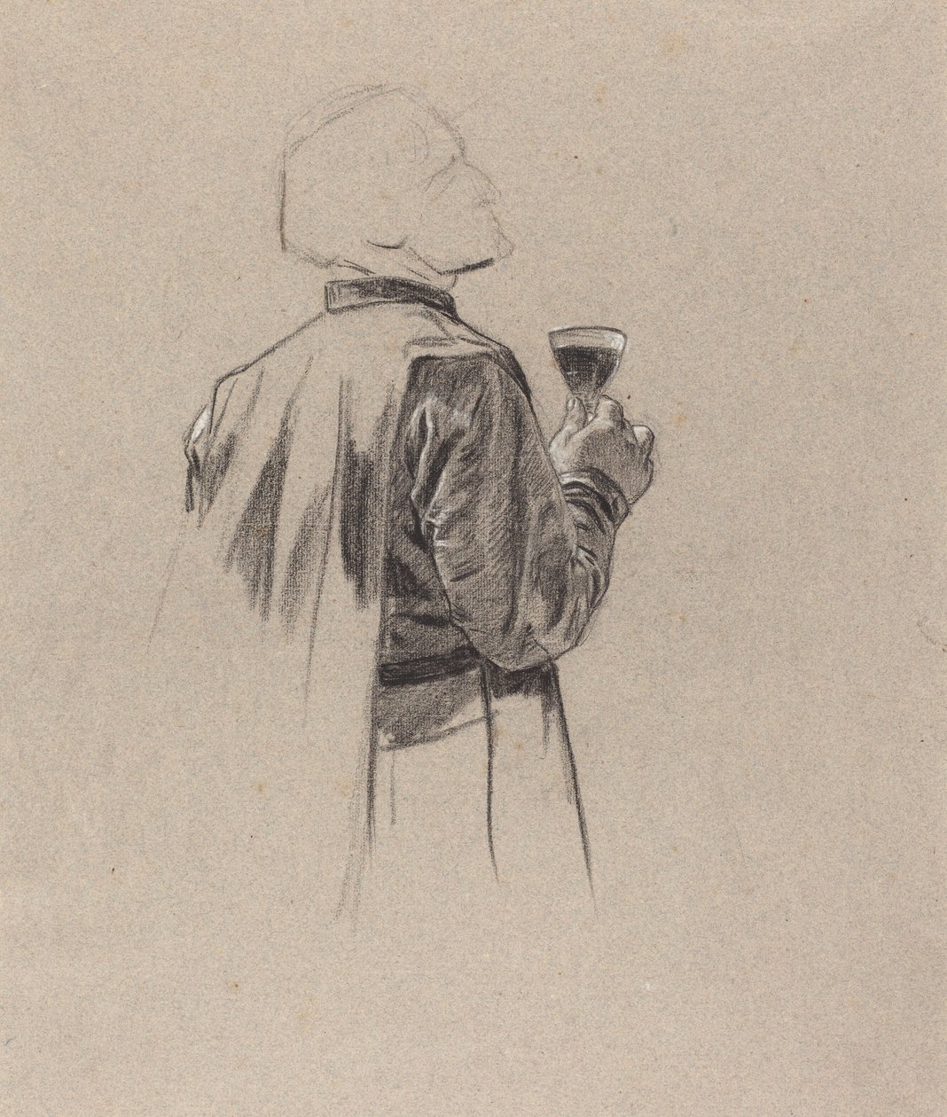 A Bearded Gentleman with a Glass of Wine by Charles Louis Lucien Muller