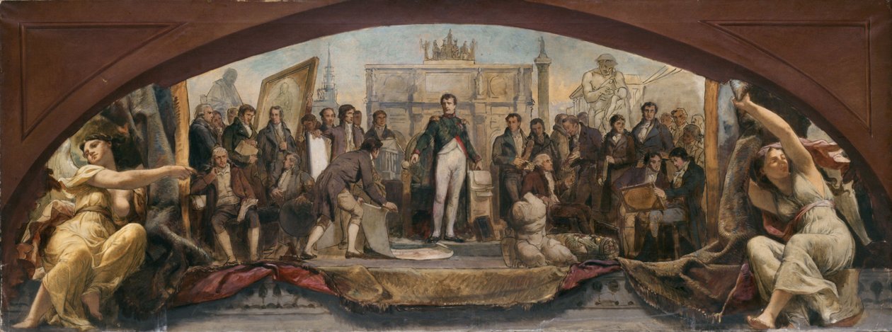 Sketch for the Denon Pavilion in the Louvre: The Four Artistic Ages of France - Presentation of the Plans to Napoleon, ca. 1864 by Charles Louis Lucien Muller