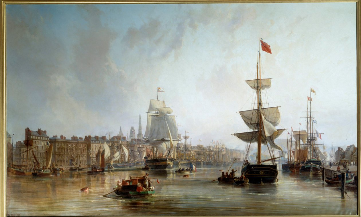 The Port of Rouen in 1855 by Charles Louis Mozin