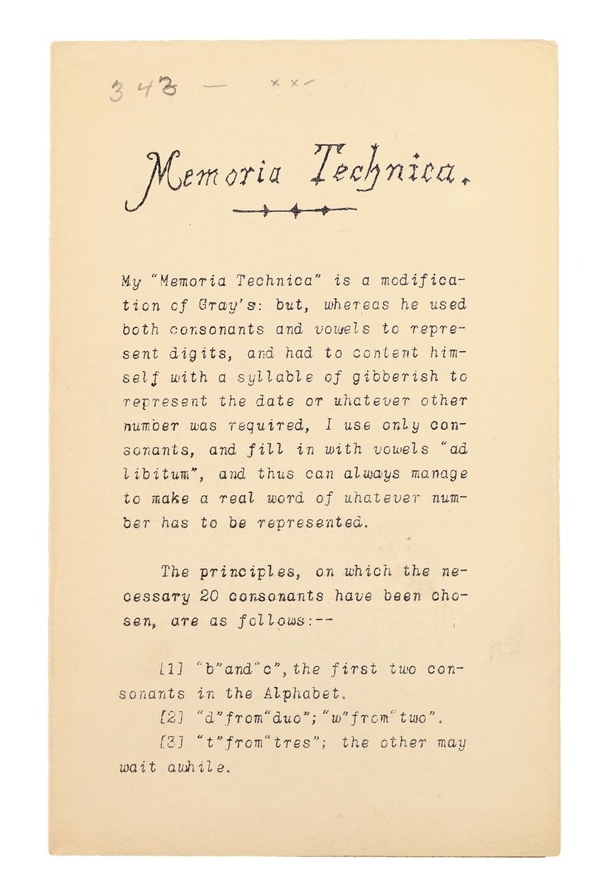 Memoria Technica, Oxford by Charles Lutwidge Dodgson
