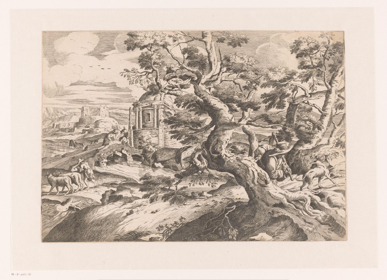 Landscape with Traveler by a Tree by Charles Macé