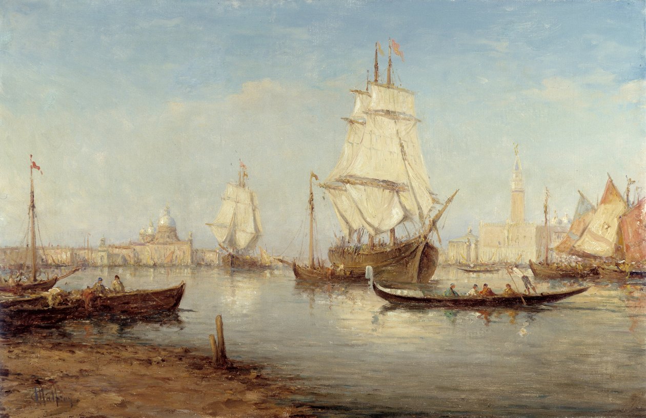 Galleons and Gondolas in the Basin of San Marco by Charles Malfroy