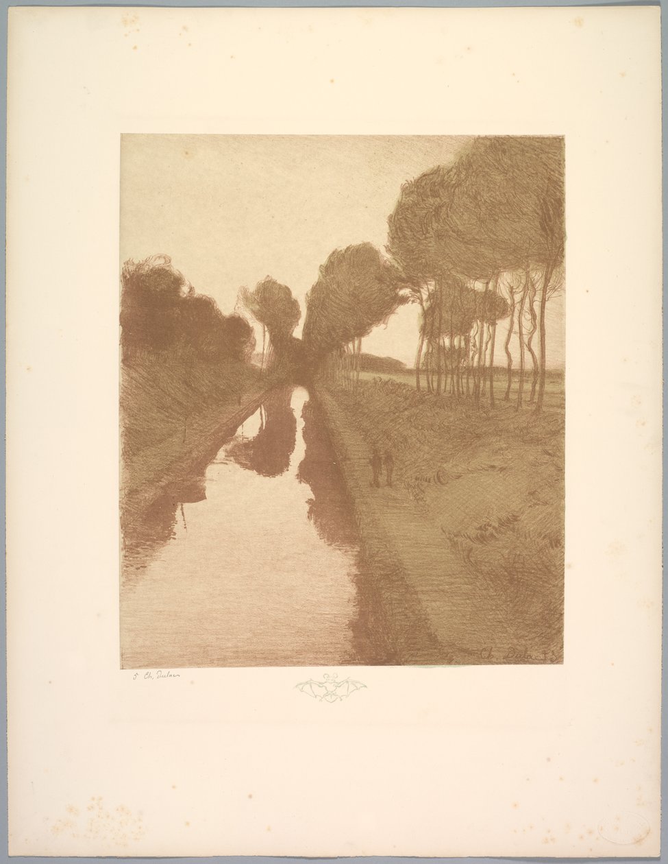 Suite de Paysages: Landscape, Plate 3, Remarque, Bat by Charles Marie Dulac
