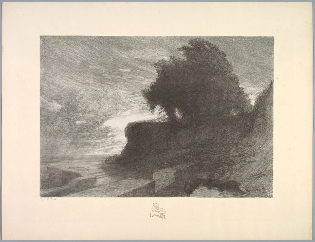 Suite de Paysages: Landscape, Plate 4, Remarque, Snake by Charles Marie Dulac