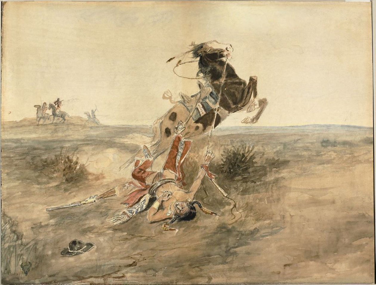 Fallen Indian Warrior, c.1886 by Charles Marion Russell