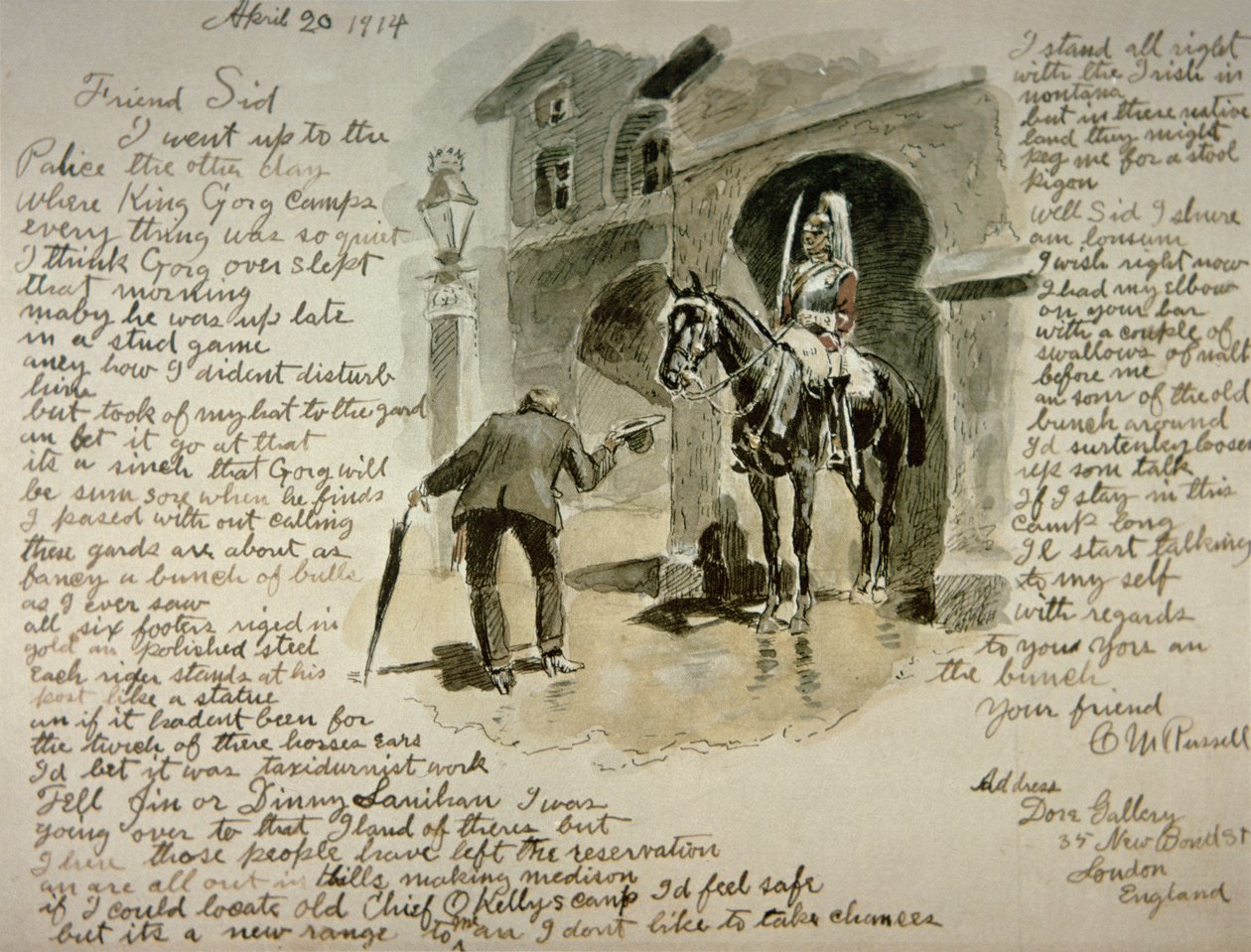 Illustrated Letter, 20th April 1914 by Charles Marion Russell