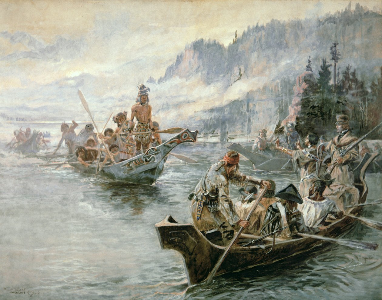 Lewis & Clark on the Lower Columbia River by Charles Marion Russell