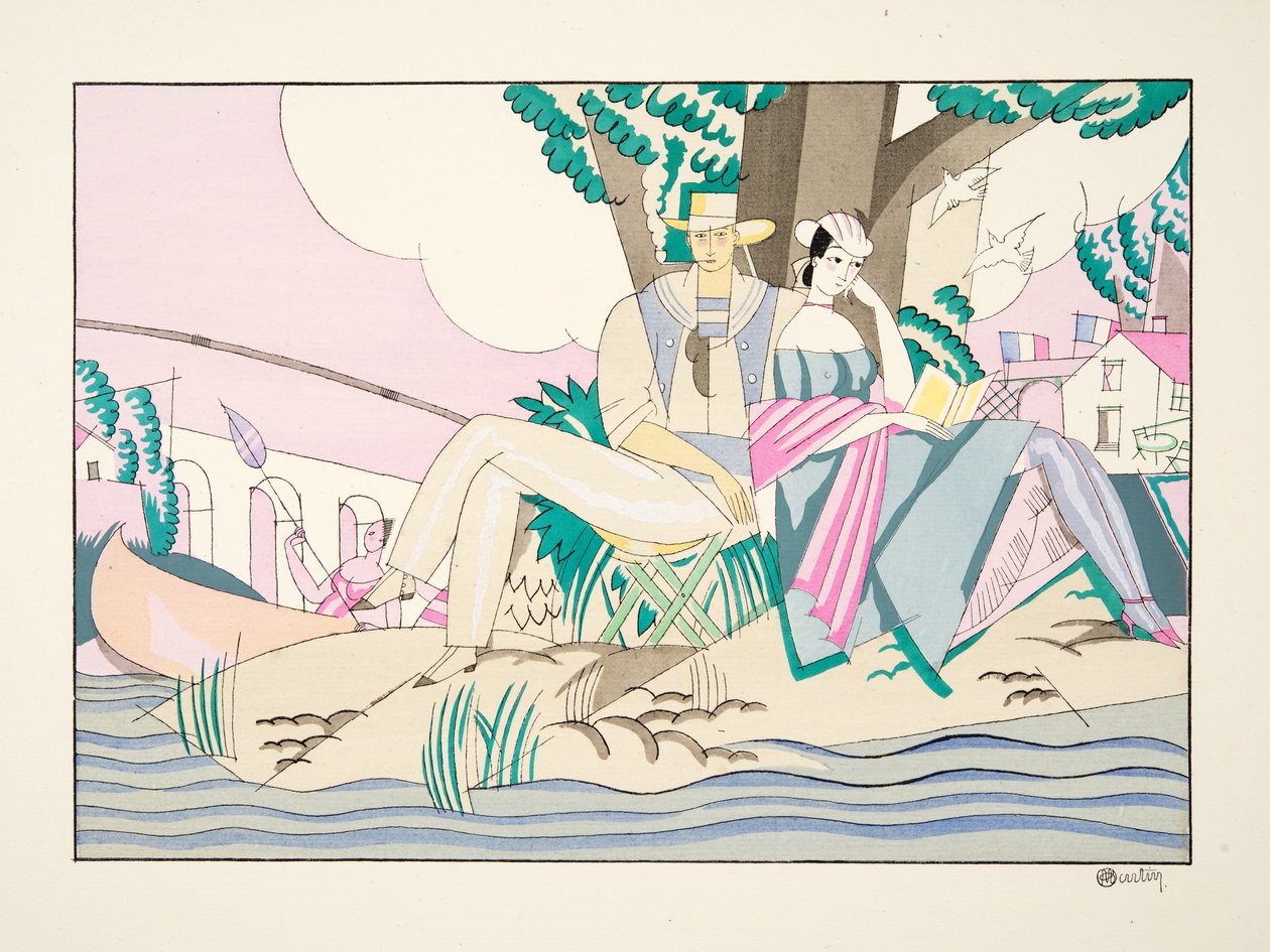 La Peche, from Sports & Divertissements, pub. 1914 by Charles Martin