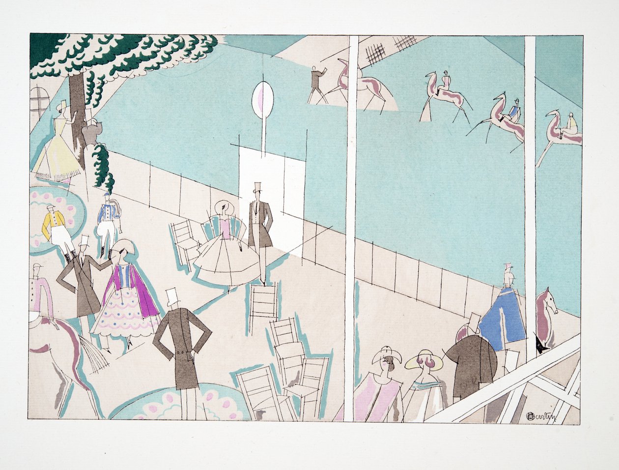 Les Courses, from Sports & Divertissements, pub. 1914 by Charles Martin