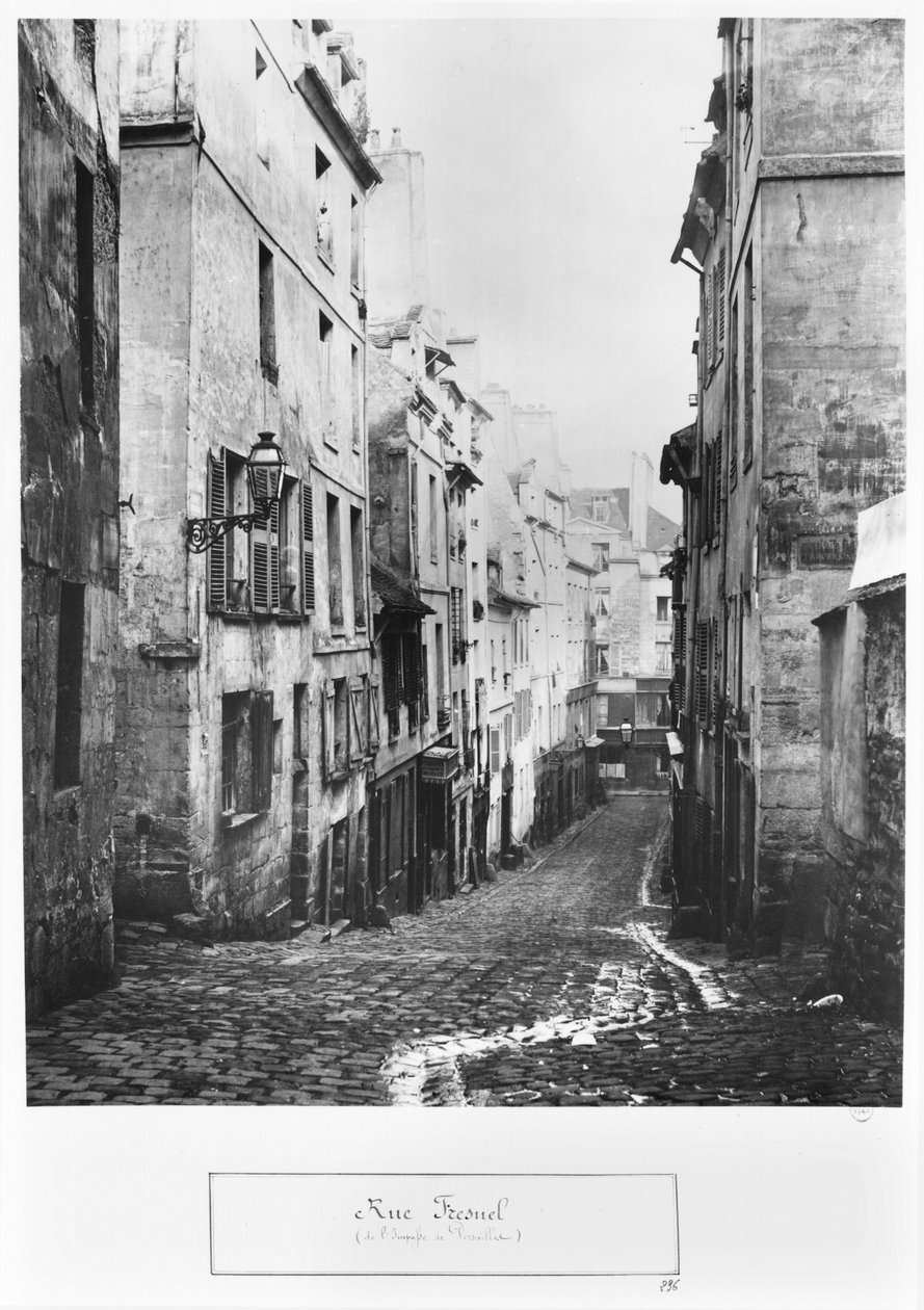 Rue Fresnel, from the dead end of Versailles, Paris, 1858-78 by Charles Marville