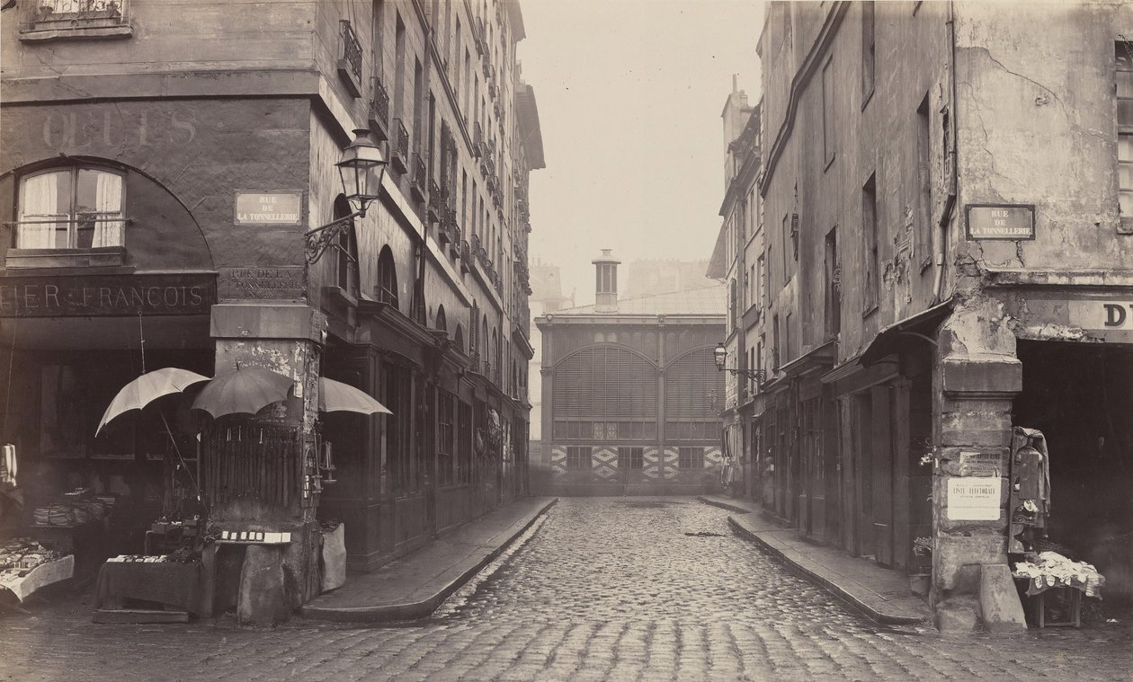 Rue du Contrat-Social, de la rue de la Tonnellerie, 1864-1865 by Charles Marville