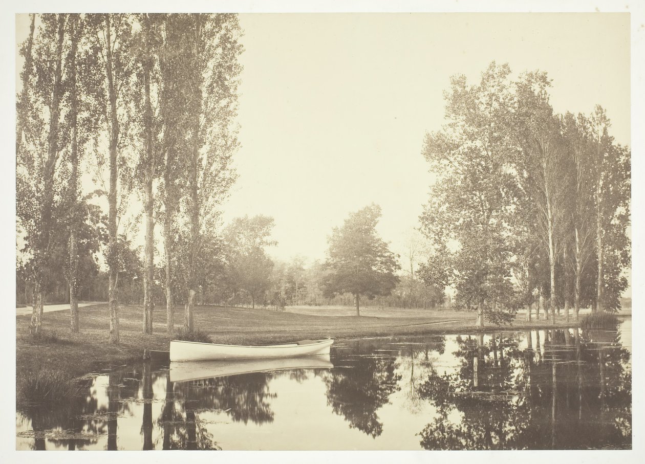 Untitled [Boat on a lake in the Bois de Boulogne, a park in Paris] by Charles Marville